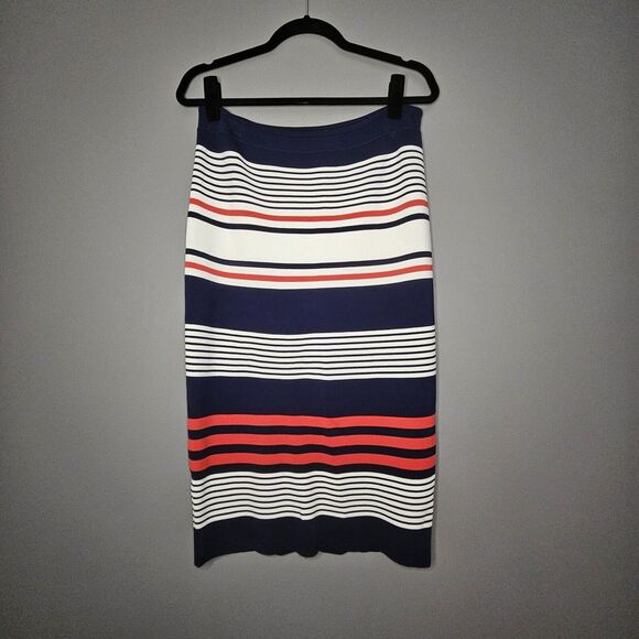 Trouvé Striped Pencil Skirt Size Large L Knit Stretch Red/white/blue Pull on - Picture 1 of 6